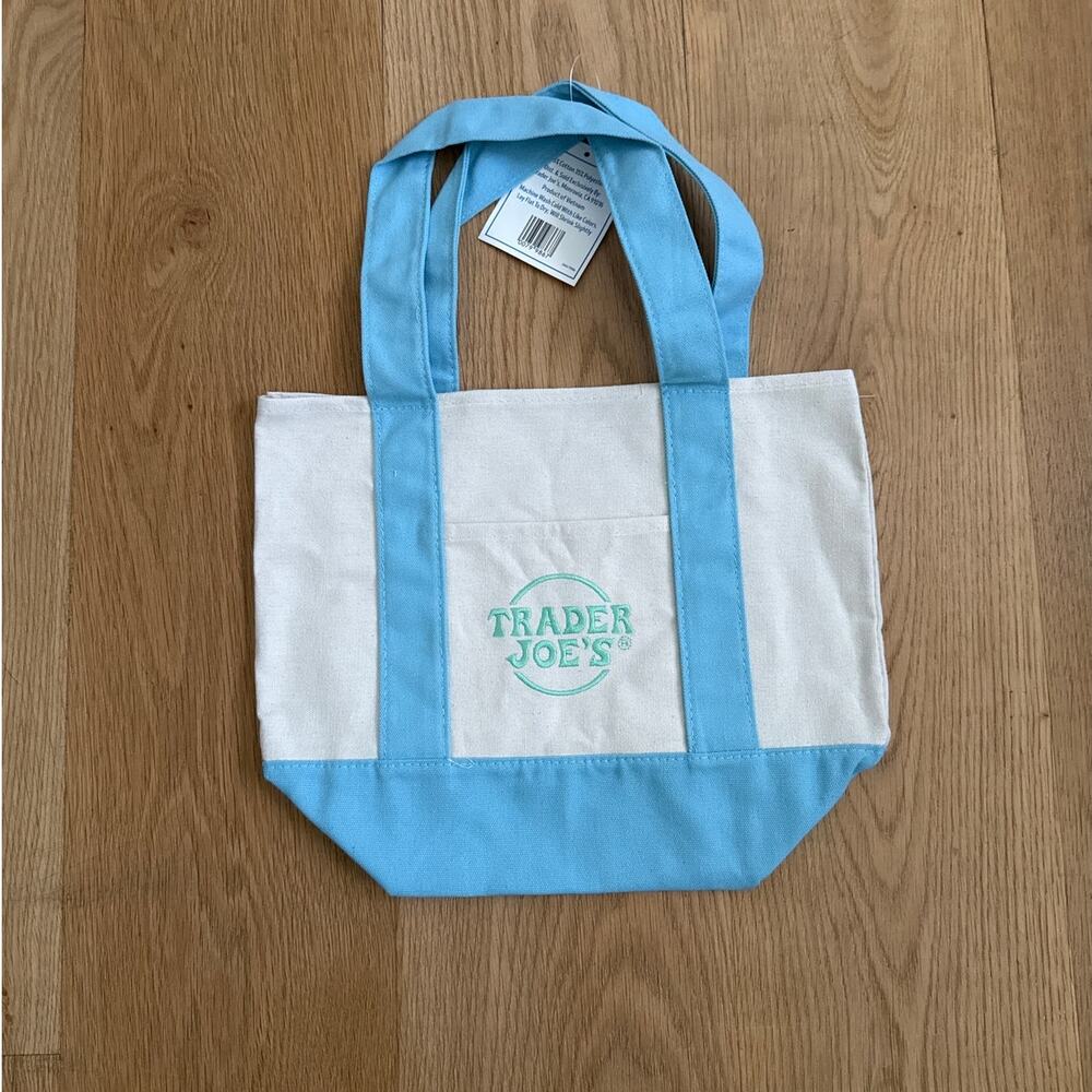 Trader Joe’s - Mini Tote Shopping Bag in Blue Beige & Green